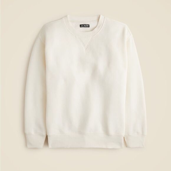 NWT J CREW Heritage fleece oversized crewneck sweatshirt in Ivory - Picture 3 of 6